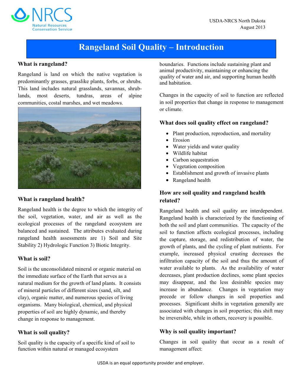 Rangeland Soil Quality – Introduction