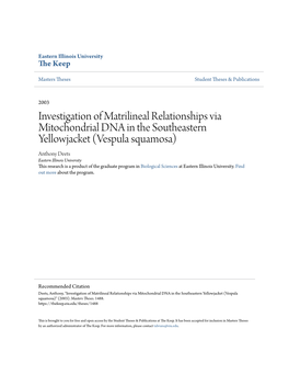 Investigation of Matrilineal Relationships Via Mitochondrial