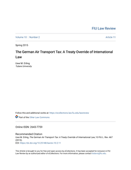 The German Air Transport Tax: a Treaty Override of International Law