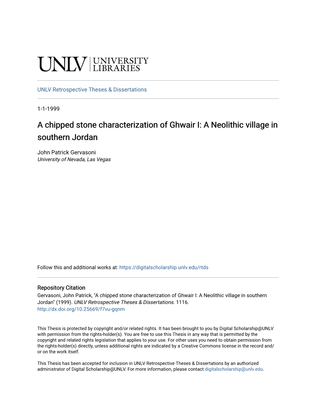 A Chipped Stone Characterization of Ghwair I: a Neolithic Village in Southern Jordan