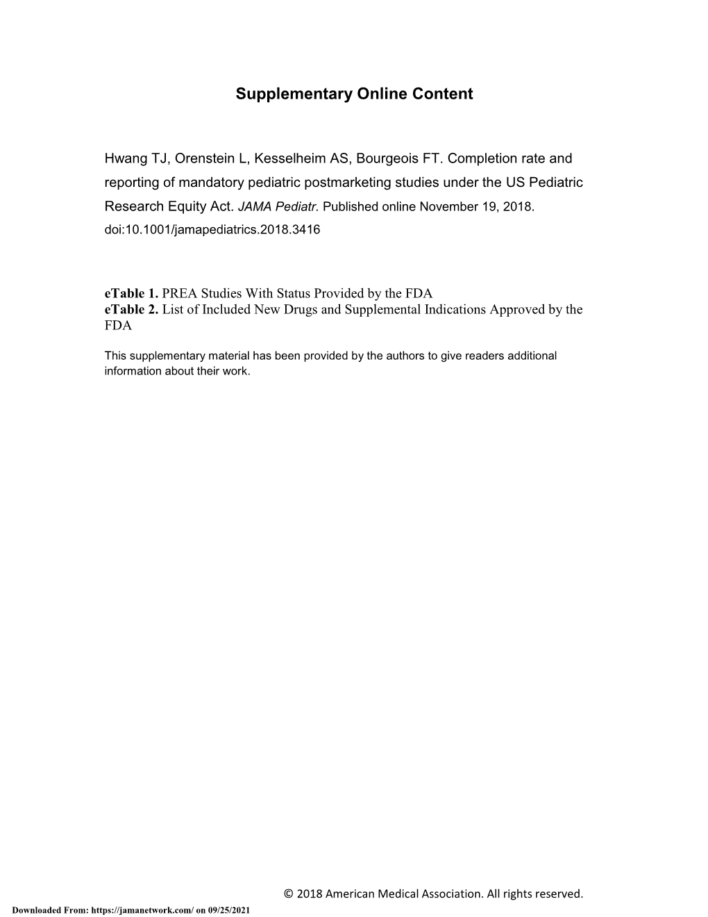 Completion Rate and Reporting of Mandatory Pediatric Postmarketing Studies Under the US Pediatric Research Equity Act