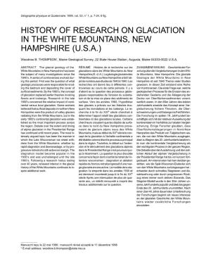 History of Research on Glaciation in the White Mountains, New Hampshire (U.S.A.)