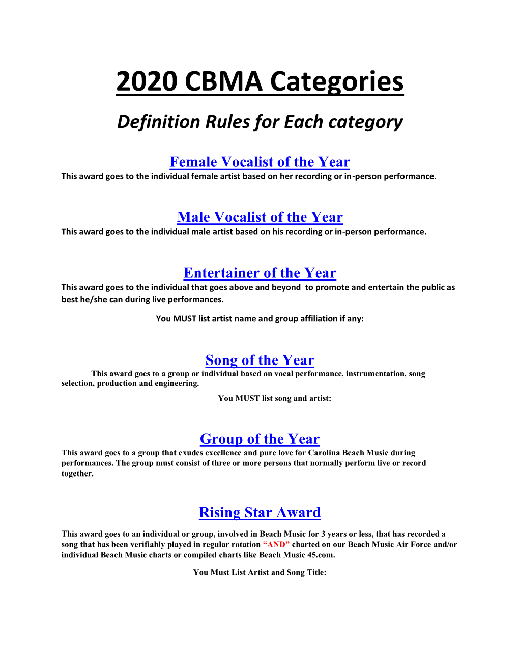 FM Radio Station This Award Goes to the FM Radio Station That Has Or Is Providing Airplay of Carolina Beach Music in a Regular Rotation Or with Specialty Programming