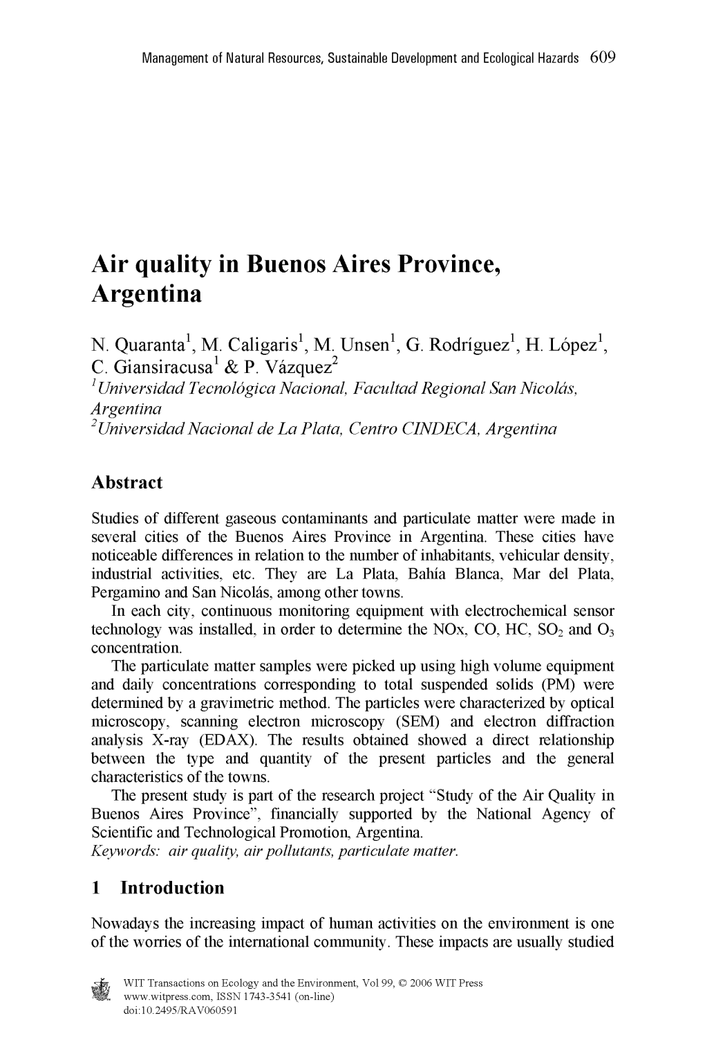 Air Quality in Buenos Aires Province, Argentina