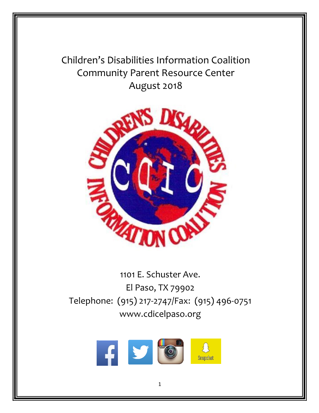 Children's Disabilities Information Coalition Community Parent