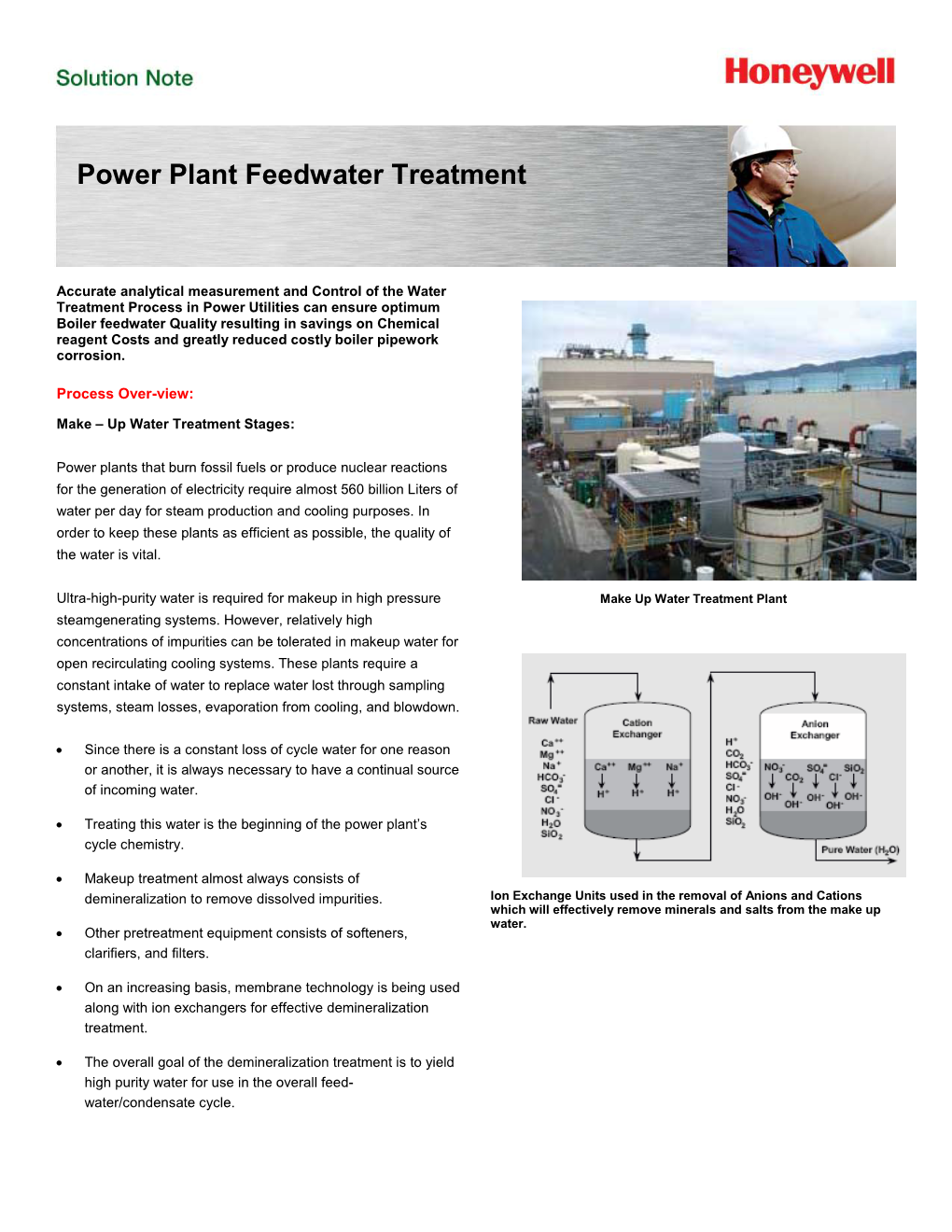 Power Plant Feedwater Treatment