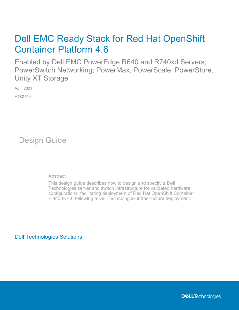 Dell EMC Ready Stack for Red Hat Openshift Container Platform