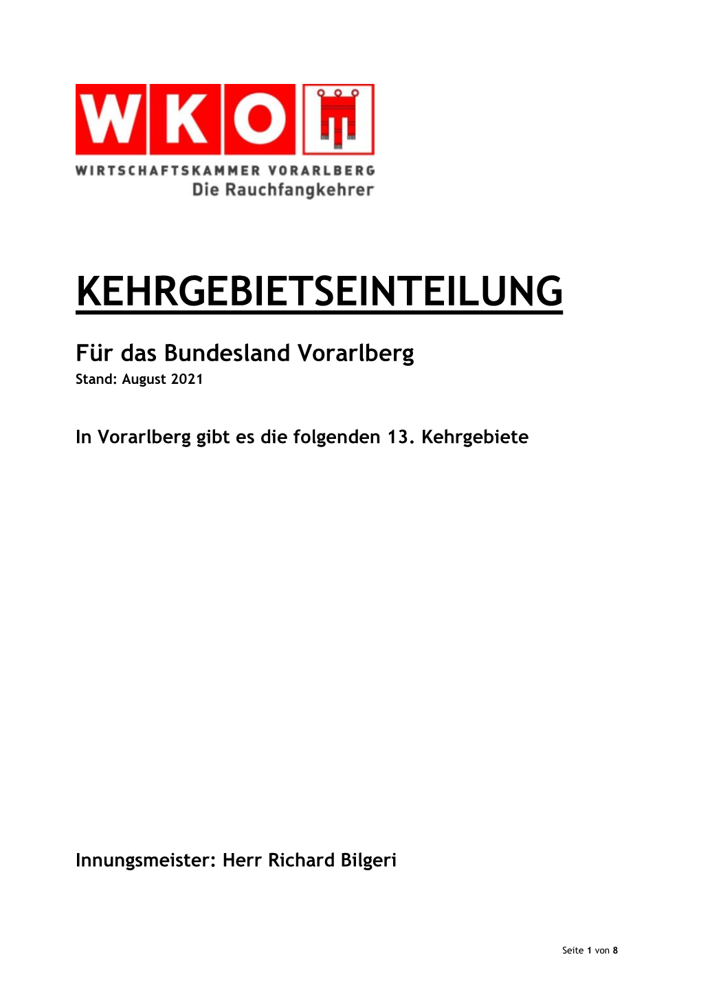 Kehrgebietseinteilung