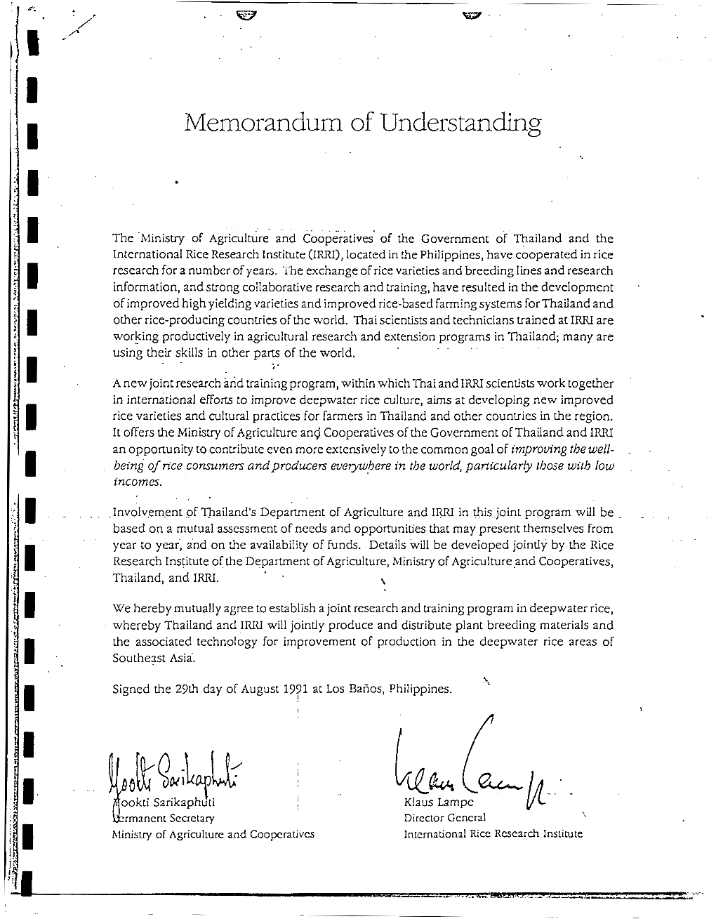 Memorandum of Understanding