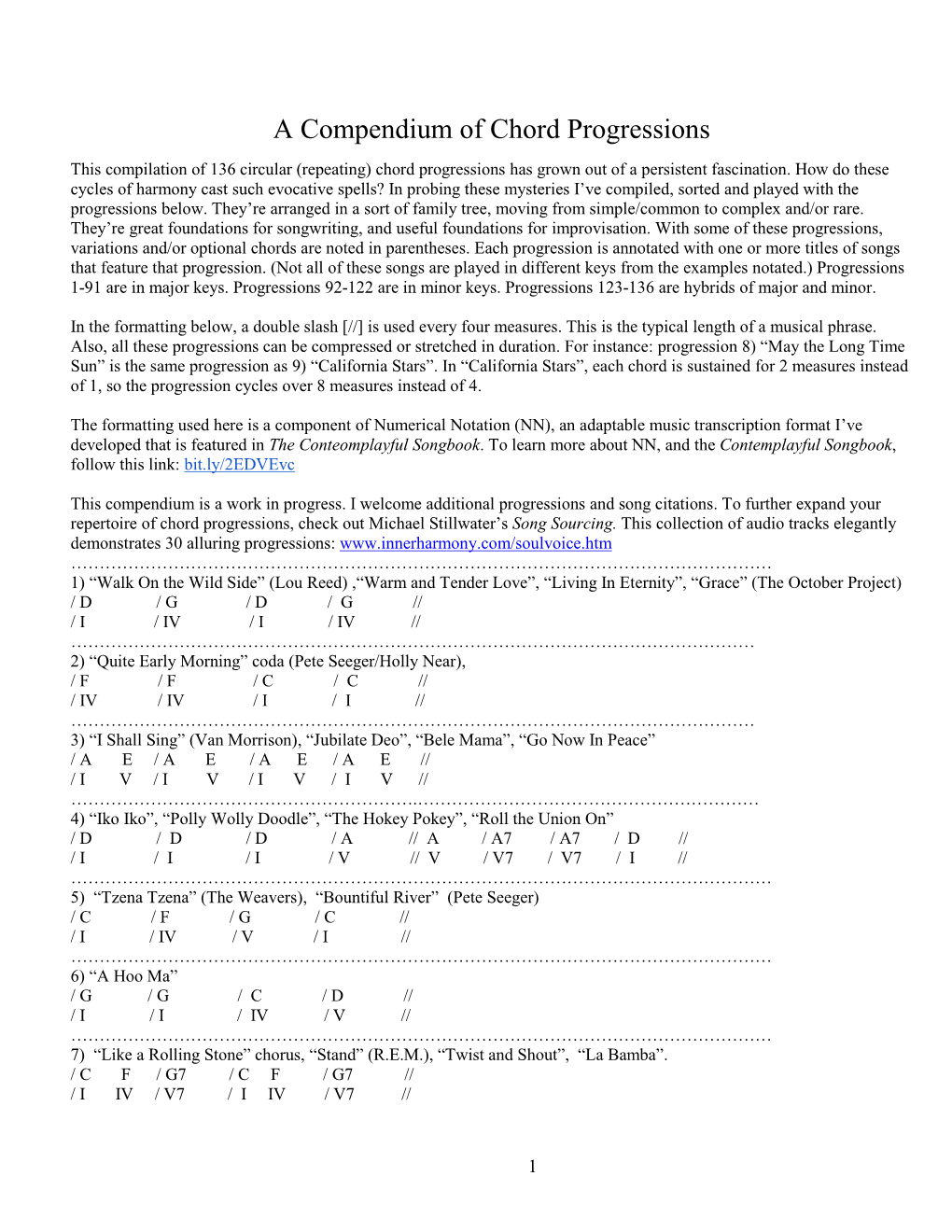 A Compendium of Chord Progressions