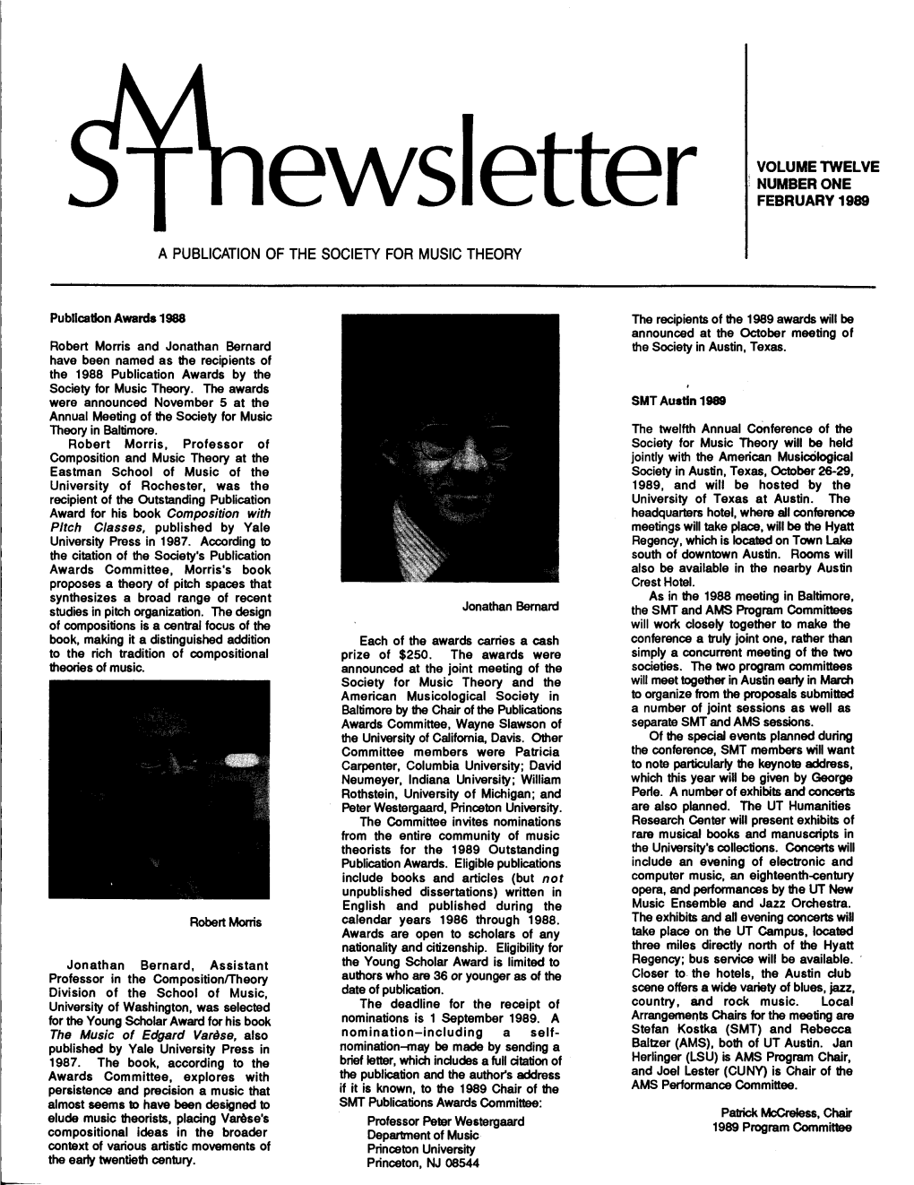 Ewsletter VOLUME TWELVE NUMBER ONE FEBRUARY 1989 A