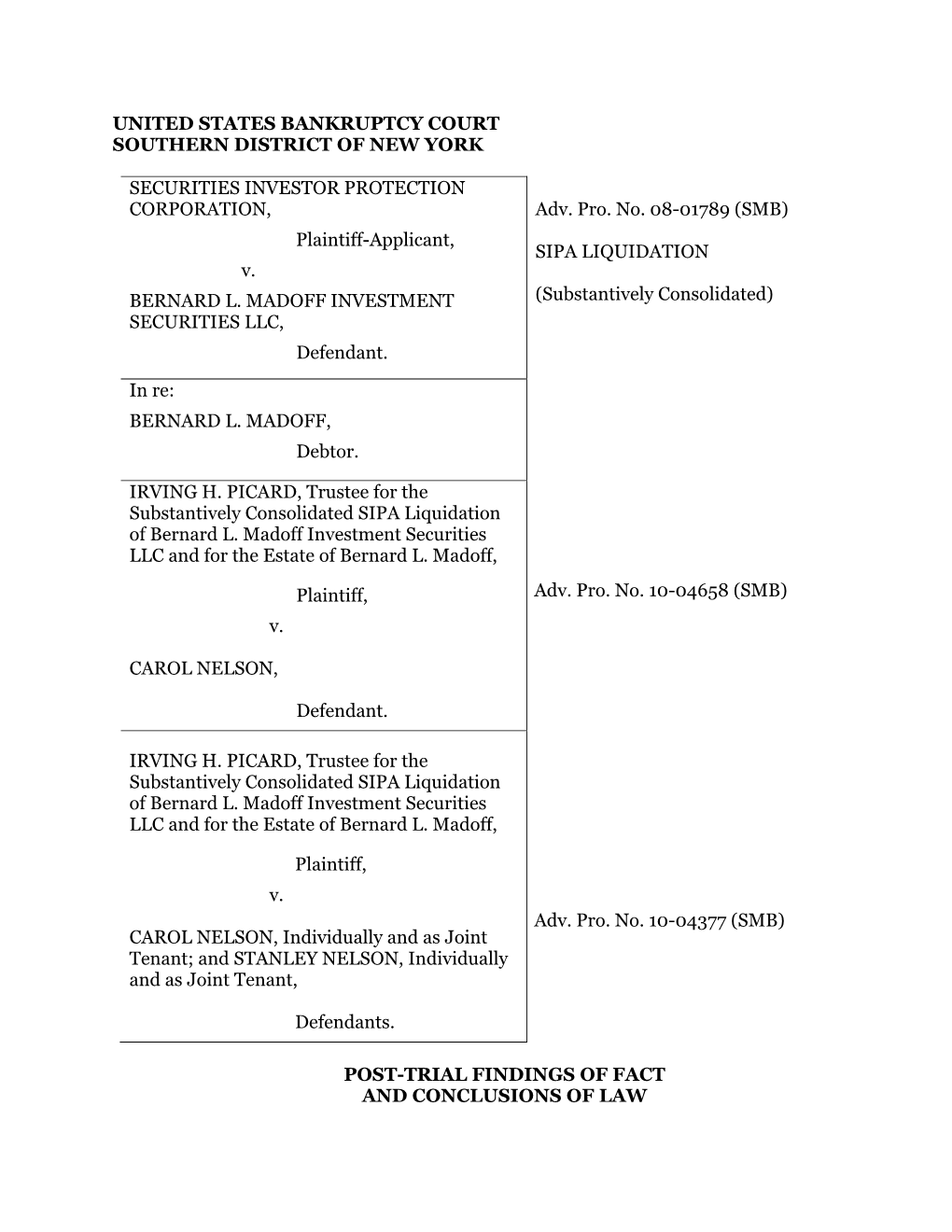 08-01789-Smb Securities Investor Protection Corporation V. Bernard L