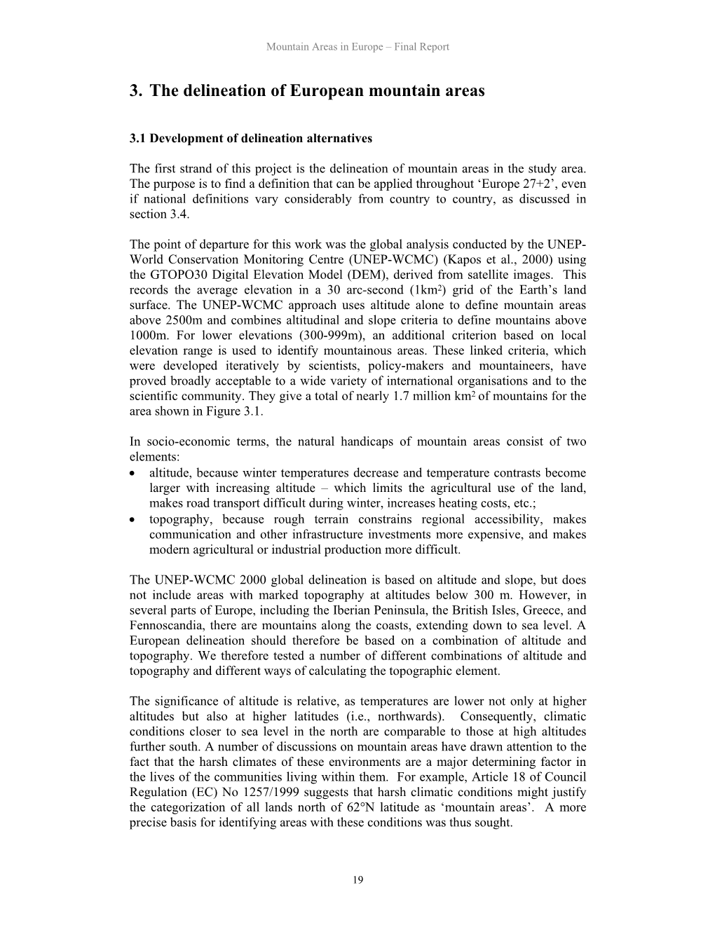 3. the Delineation of European Mountain Areas