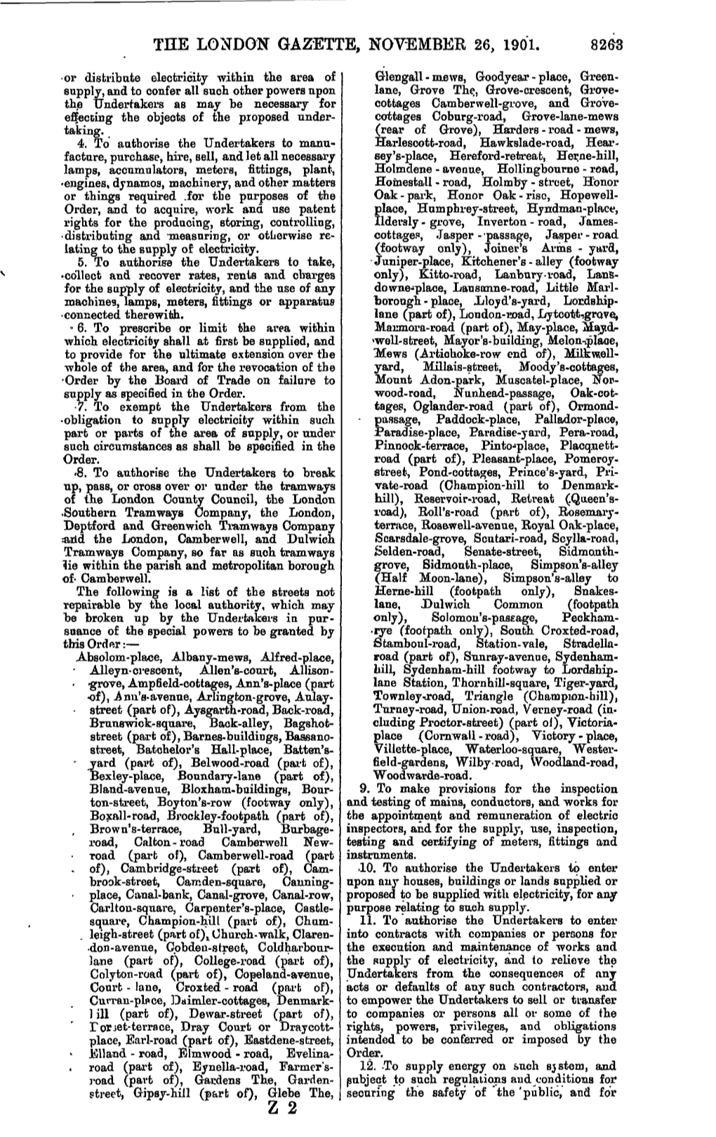 The London Gazette, November 26, 1901. 8263