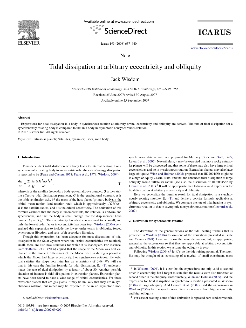 Tidal Dissipation at Arbitrary Eccentricity and Obliquity