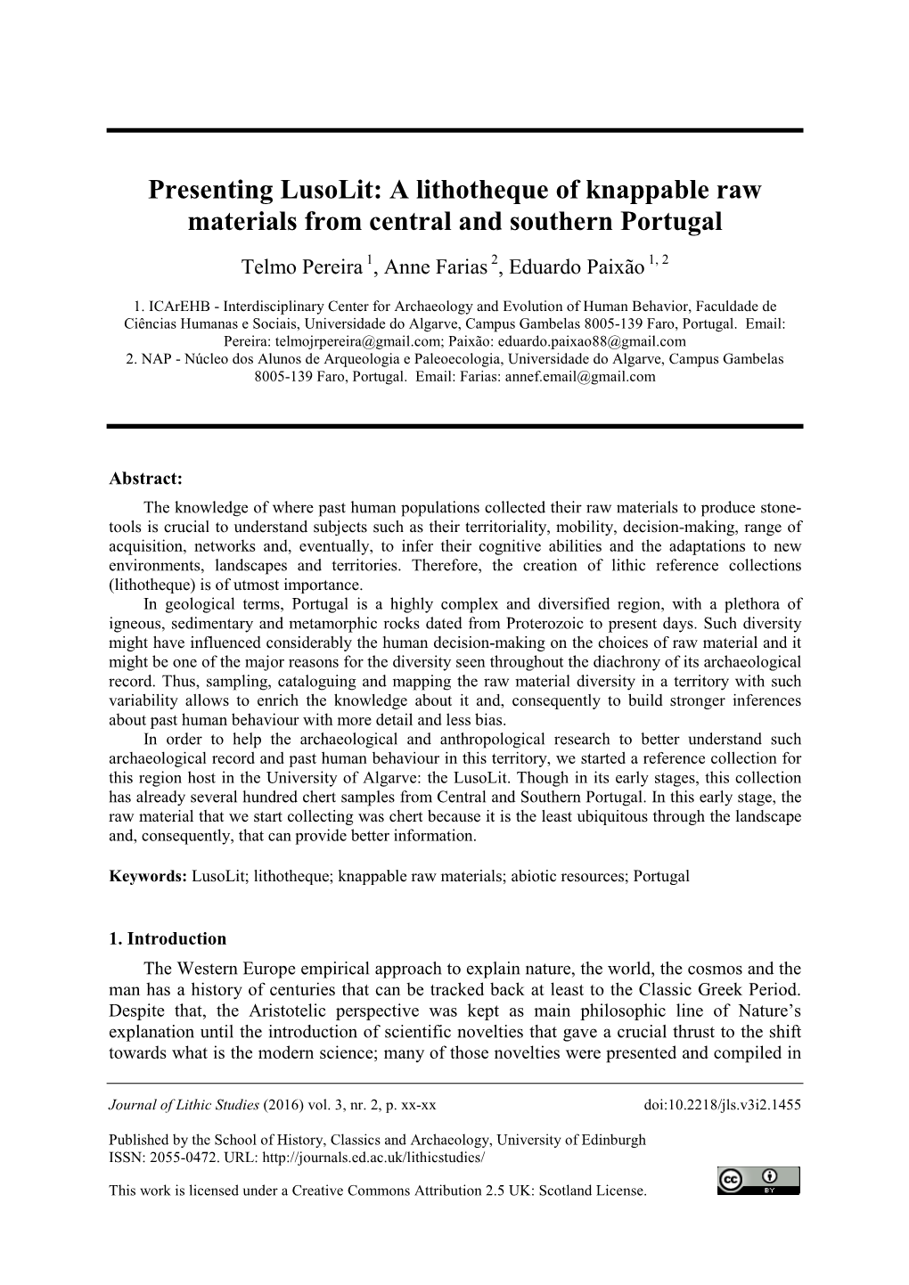 A Lithotheca of Knappable Raw Materials from Central and Southern Portugal