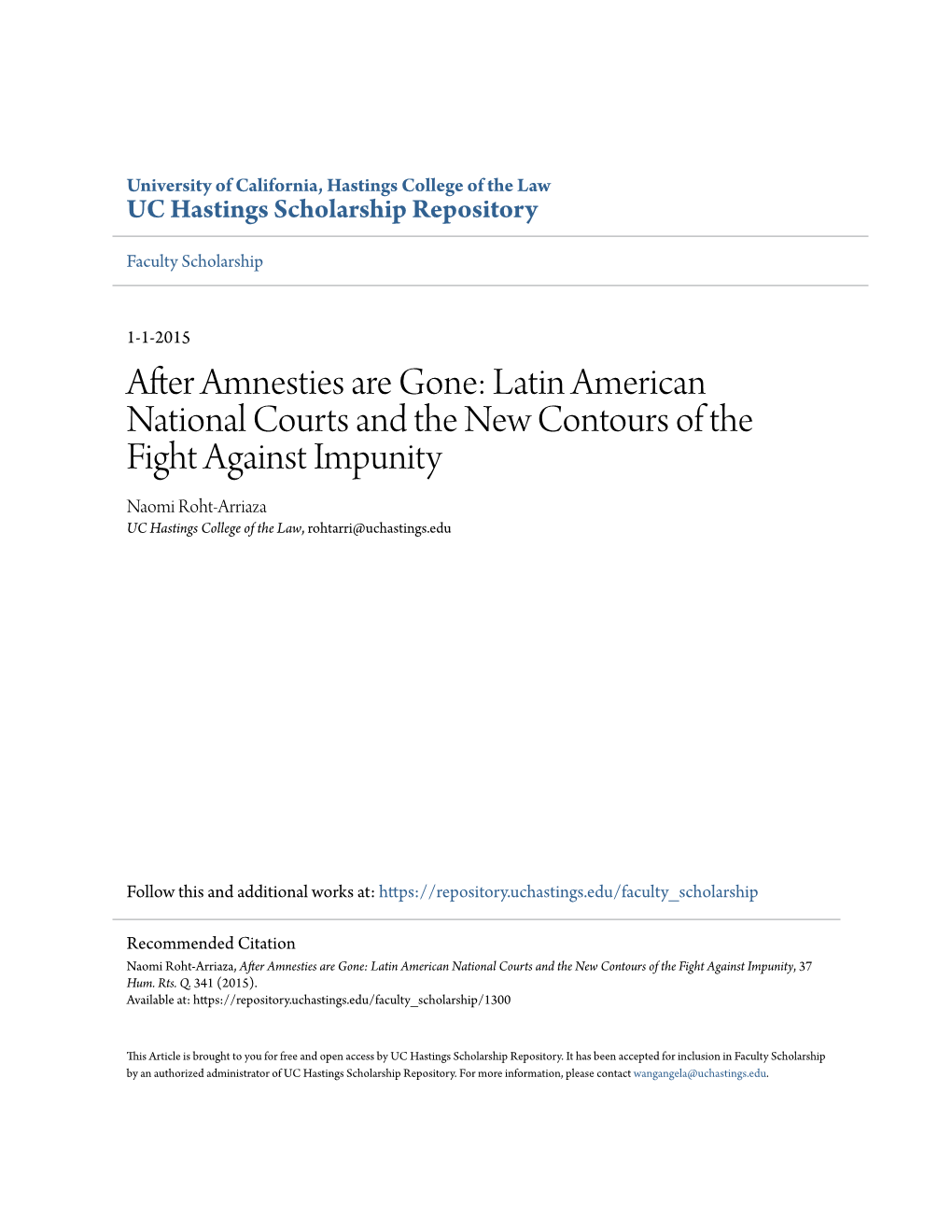 After Amnesties Are Gone: Latin American National Courts and The