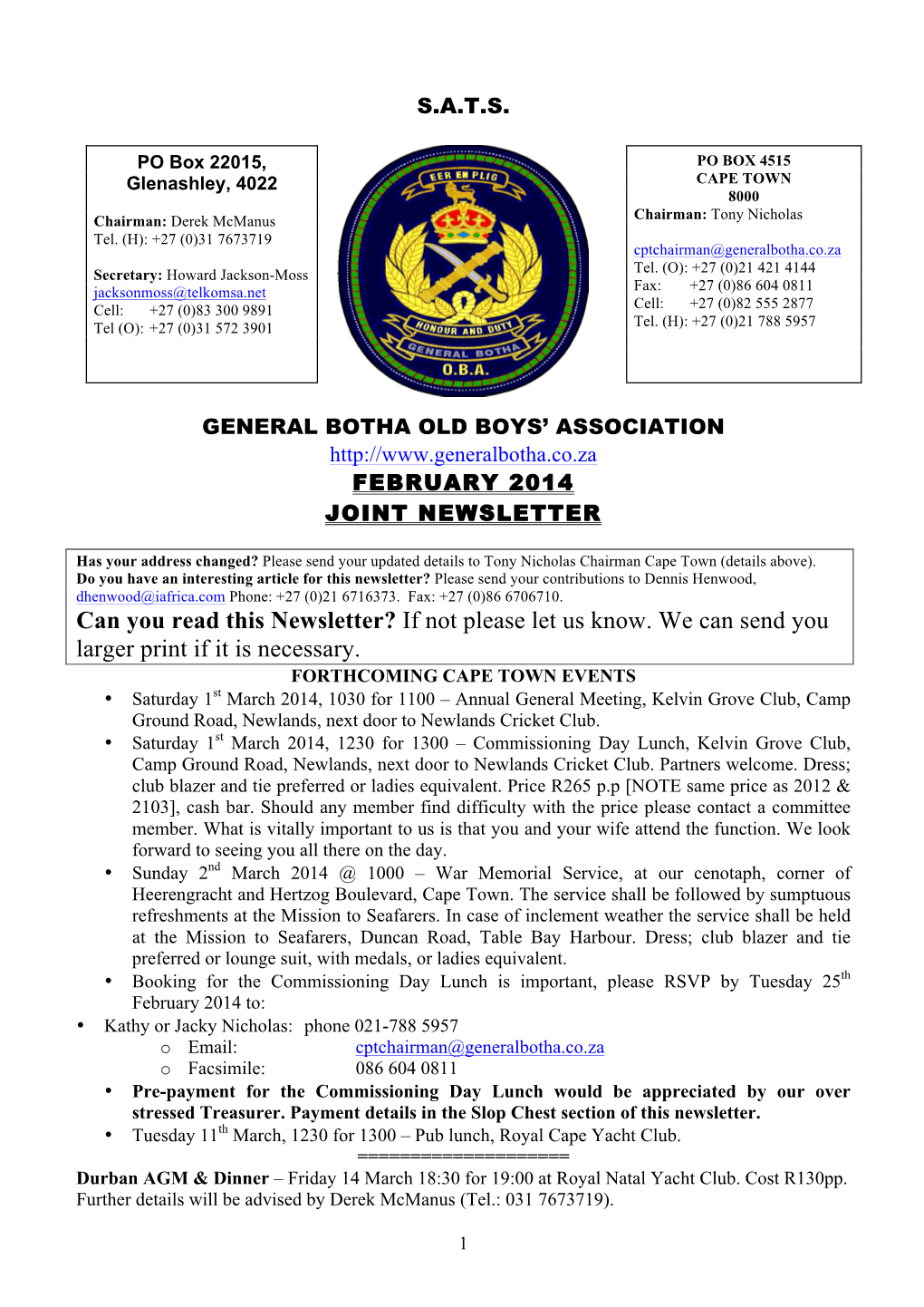 Can You Read This Newsletter? If Not Please Let Us Know