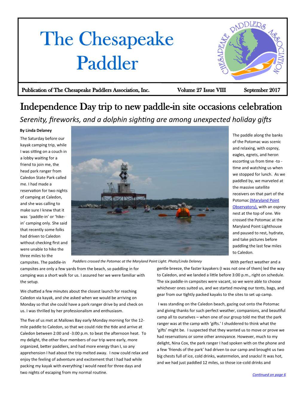 The Chesapeake Paddler September 2017 the Chesapeake Paddler