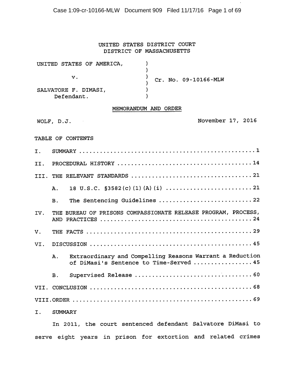 Case 1:09-Cr-10166-MLW Document 909 Filed 11/17/16 Page 1 of 69