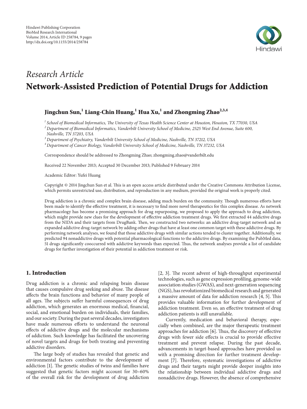 Network-Assisted Prediction of Potential Drugs for Addiction