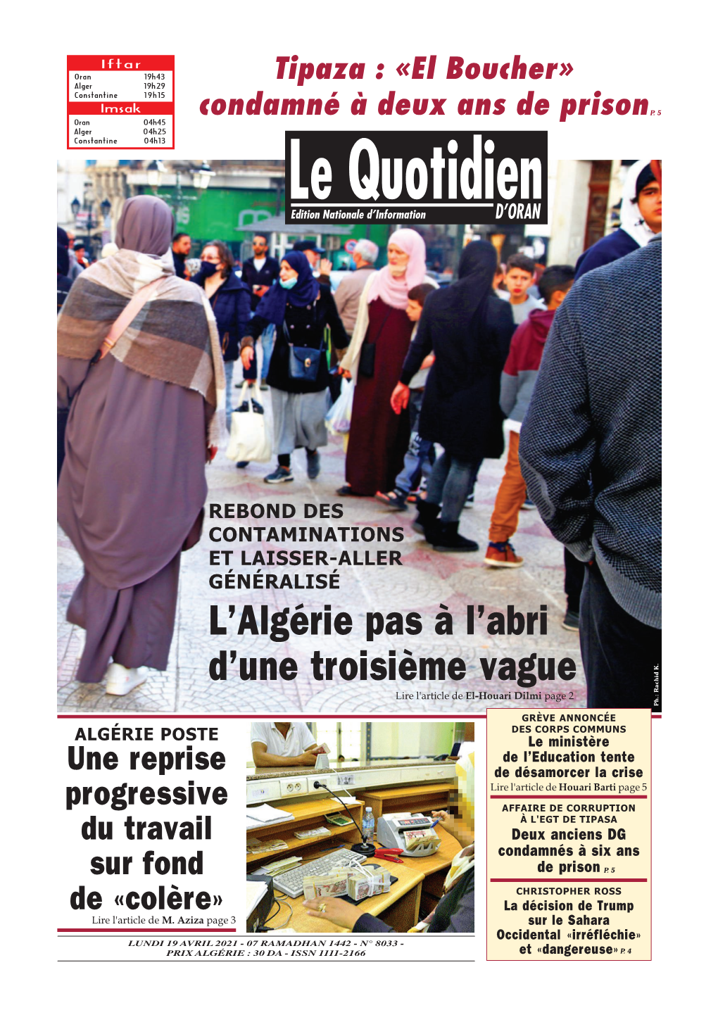 Pdf Le Quotidien D Oran Du 2021-04-19