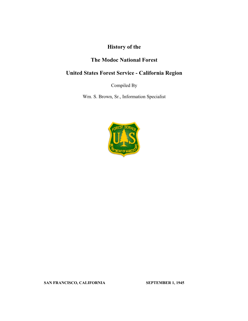 History of the the Modoc National Forest United States Forest Service