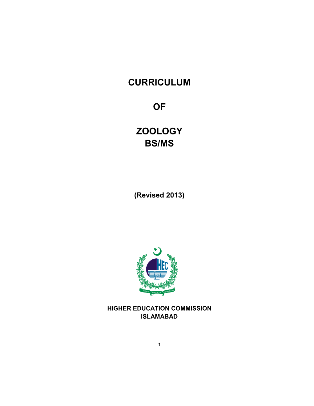 Curriculum of Zoology Bs/Ms