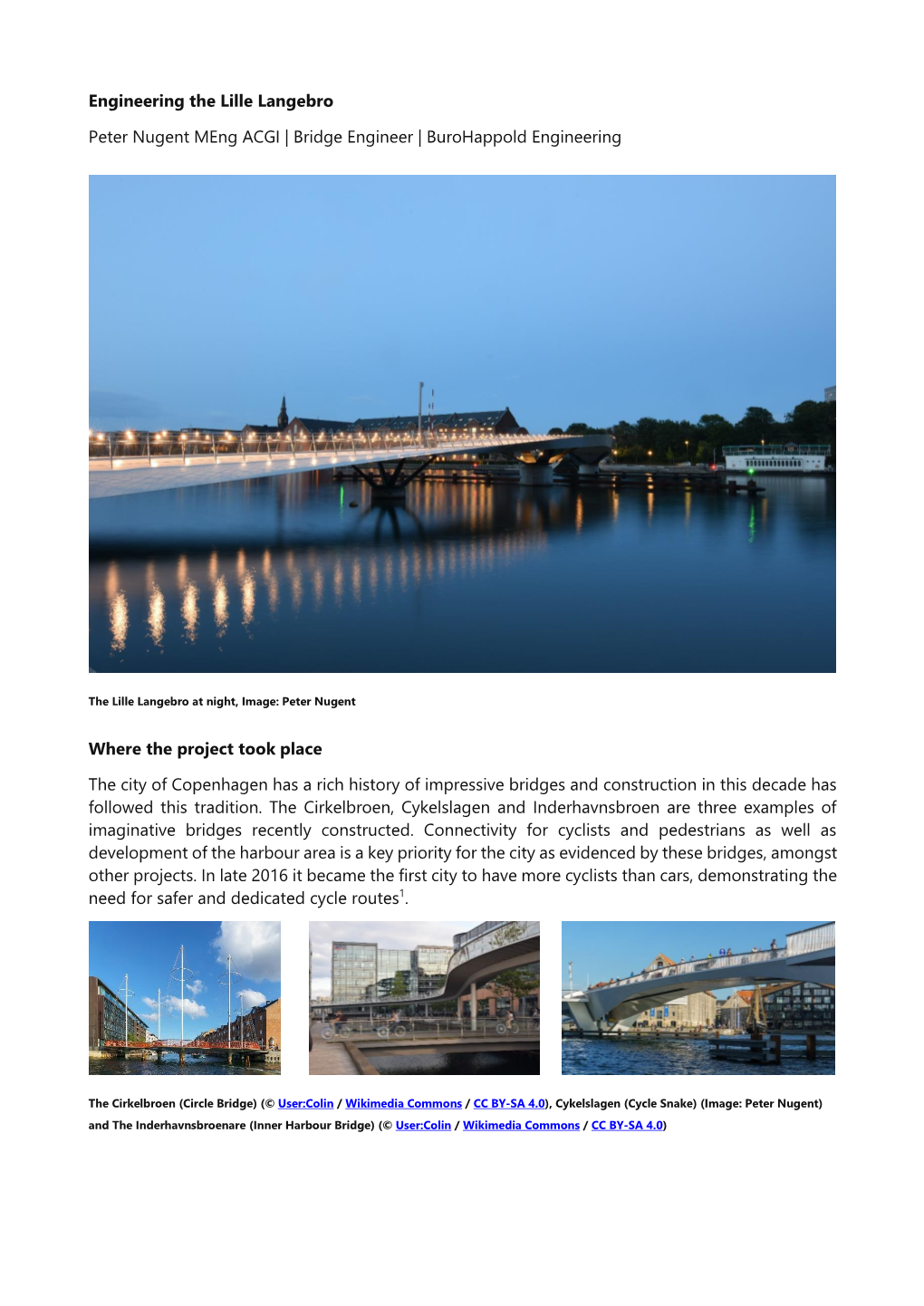 Engineering the Lille Langebro Peter Nugent Meng ACGI | Bridge Engineer | Burohappold Engineering Where the Project Took Place T