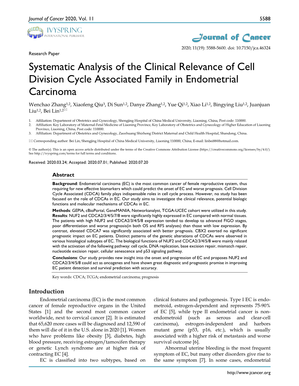 Systematic Analysis of the Clinical Relevance of Cell Division Cycle