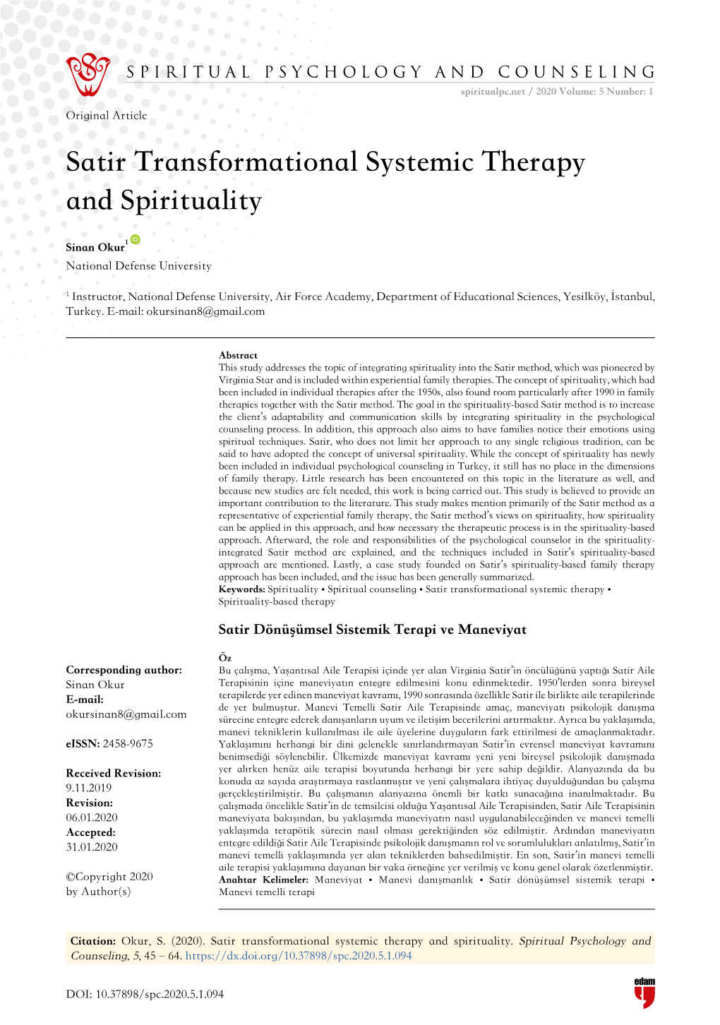 Satir Transformational Systemic Therapy and Spirituality