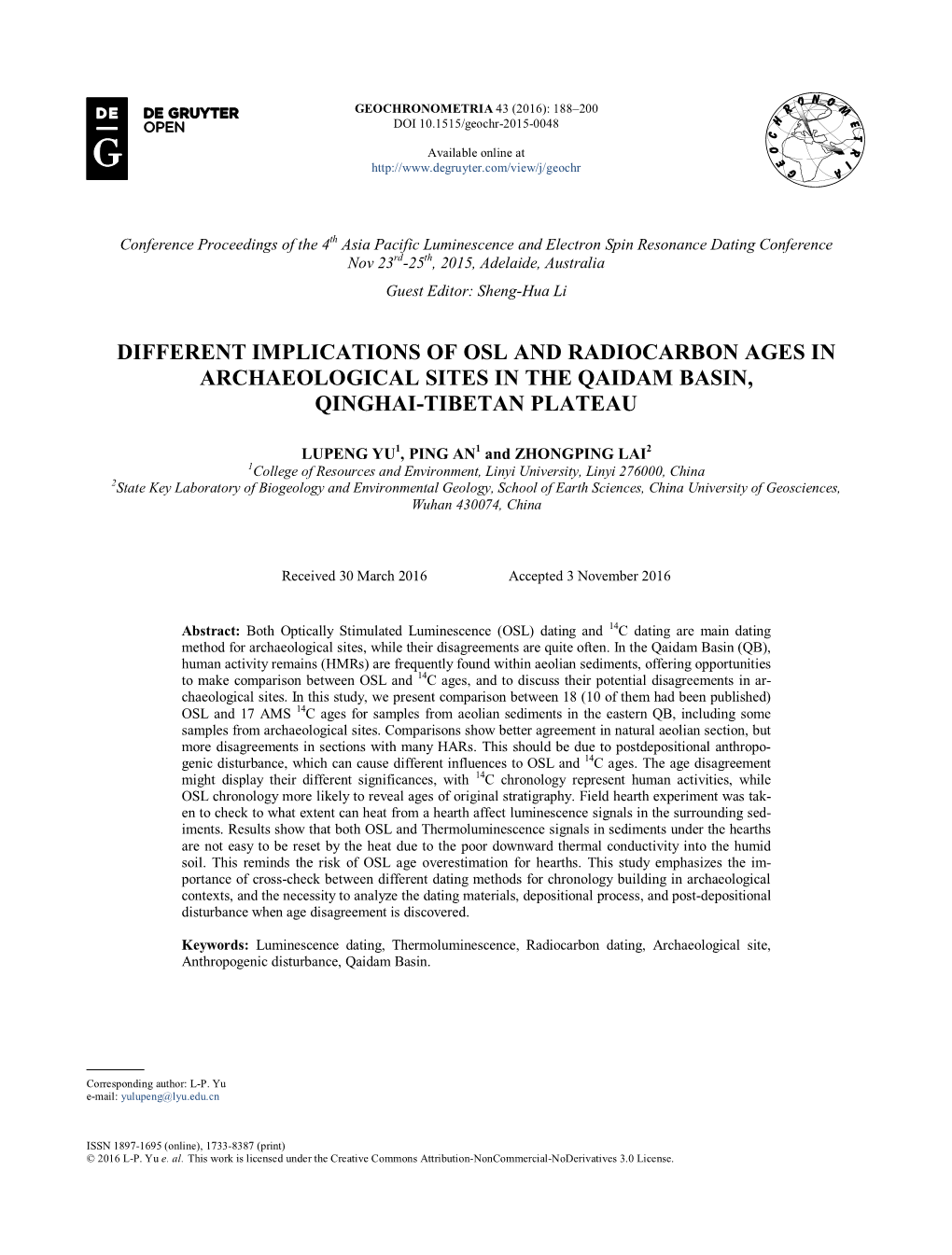 Different Implications of Osl and Radiocarbon Ages in Archaeological Sites in the Qaidam Basin, Qinghai-Tibetan Plateau