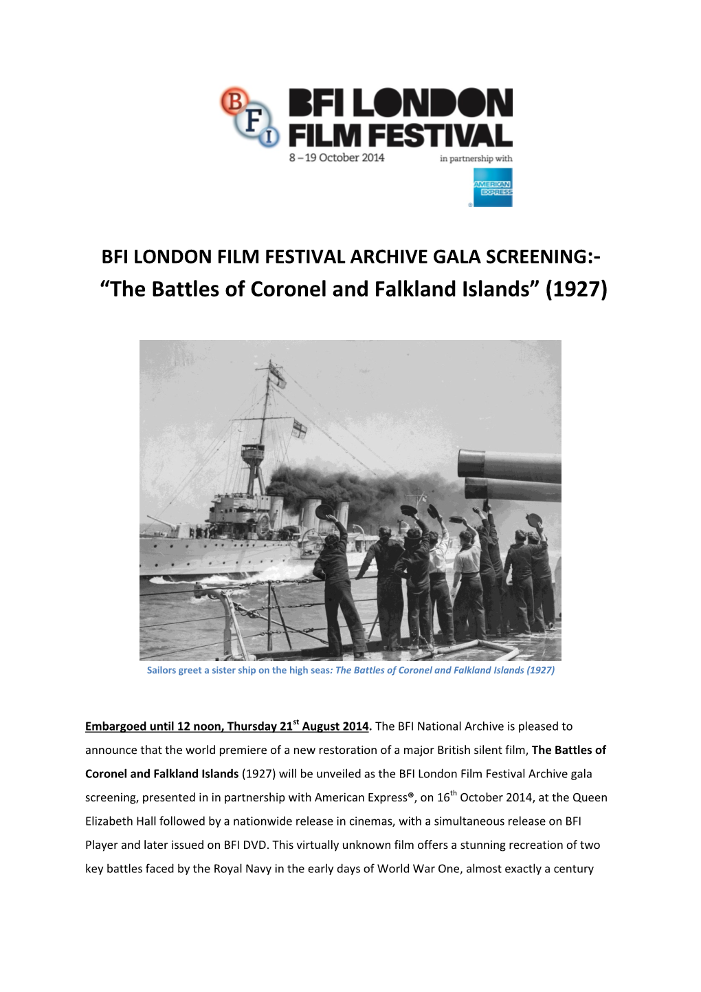 “The Battles of Coronel and Falkland Islands” (1927)