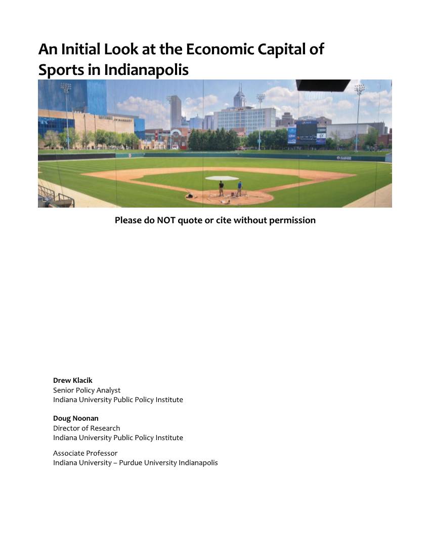 An Initial Look at the Economic Capital of Sports in Indianapolis