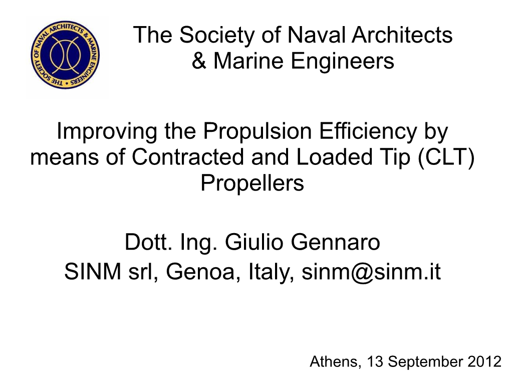 The Society of Naval Architects & Marine Engineers Improving The