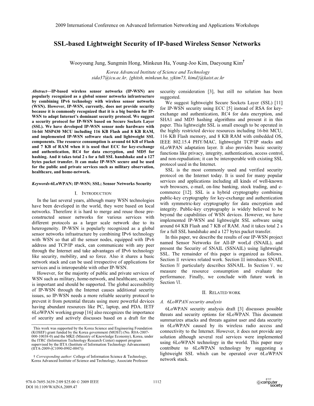 SSL-Based Lightweight Security of IP-Based Wireless Sensor Networks