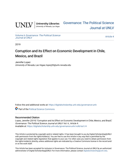 Corruption and Its Effect on Economic Development in Chile, Mexico, and Brazil