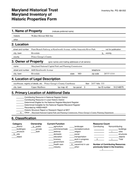 PG 68-002 Walker-Mowatt Mill Site MIHP.Pdf