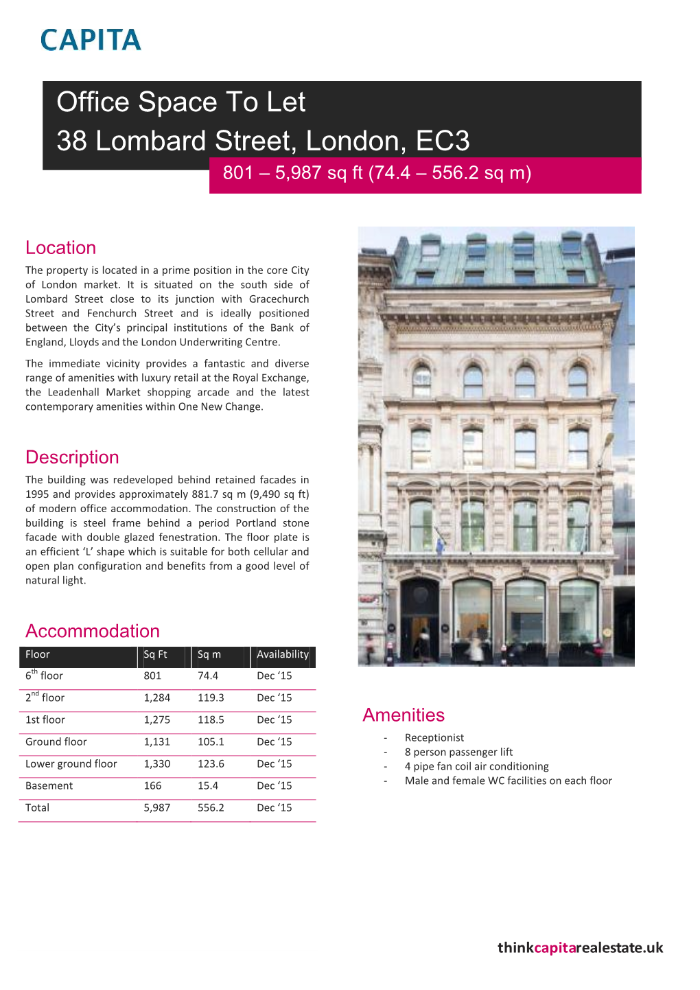 Office Space to Let 38 Lombard Street, London, EC3