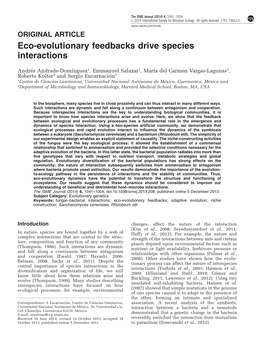 Eco-Evolutionary Feedbacks Drive Species Interactions