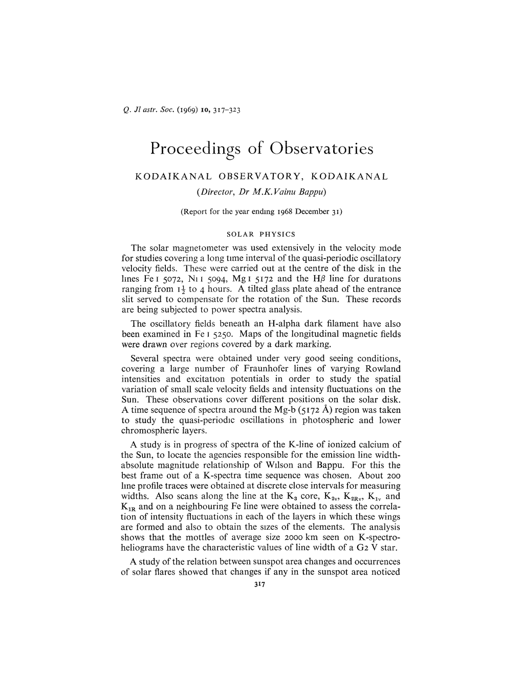 Proceedings of Observatories