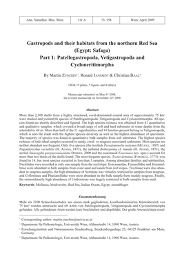 Gastropods and Their Habitats from the Northern Red Sea (Egypt: Safaga) Part 1: Patellogastropoda, Vetigastropoda and Cycloneritimorpha