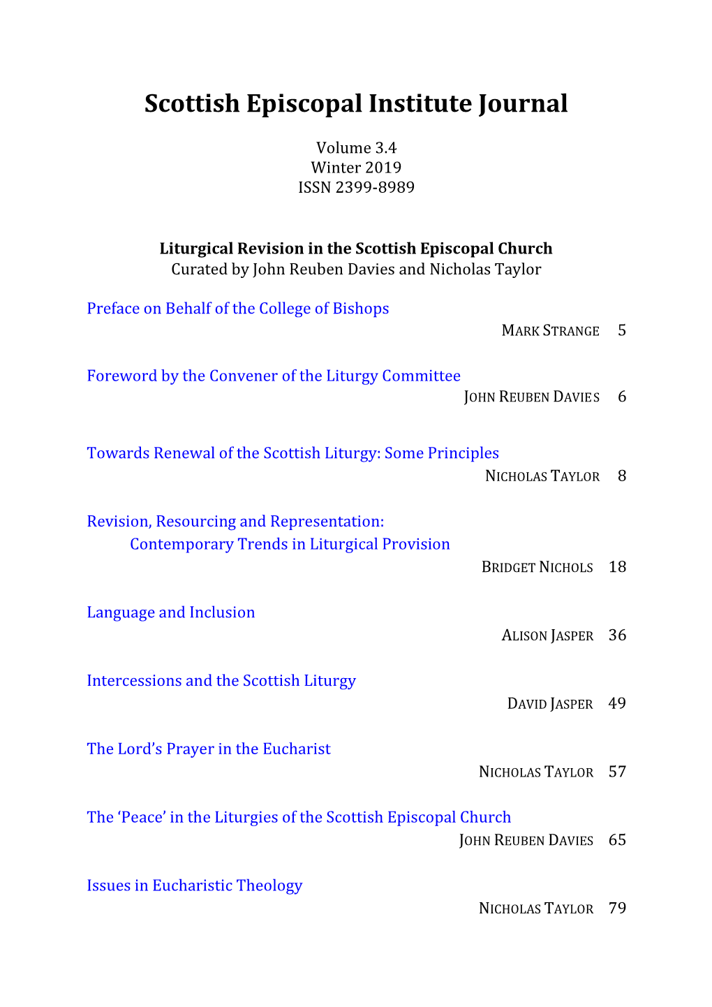 Scottish Episcopal Institute Journal