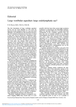 Editorial Large Vestibular Aqueduct: Large Endolymphatic Sac?
