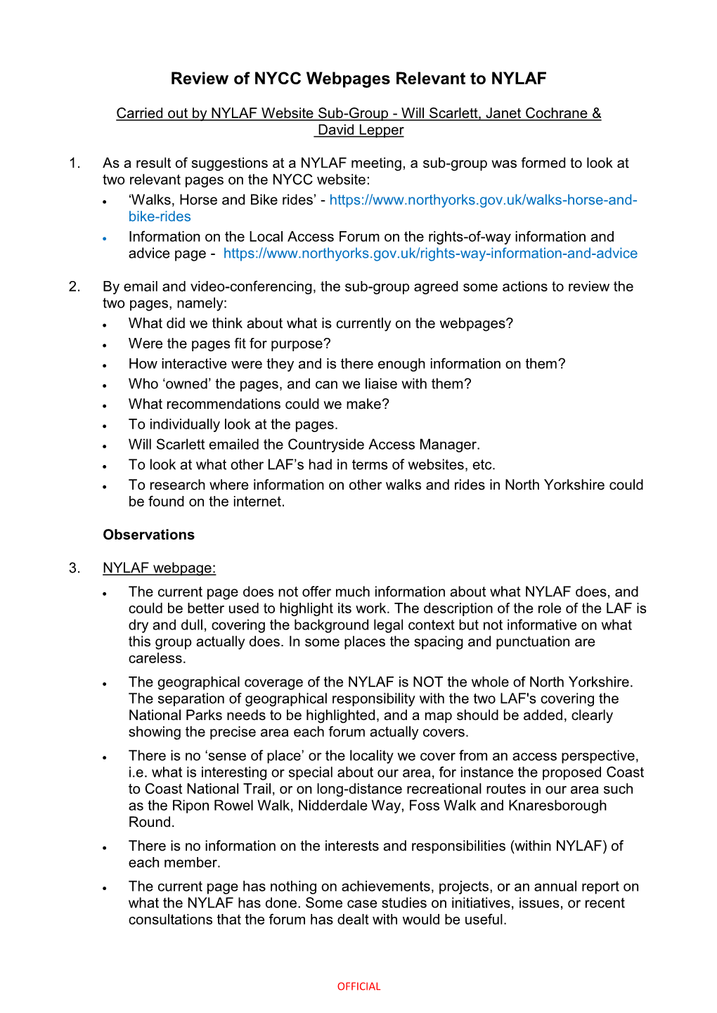 Sub-Group Review of the County Council's Webpages Relevant To