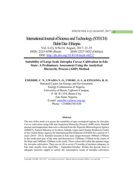 International Journal of Science and Technology(STECH) Bahir