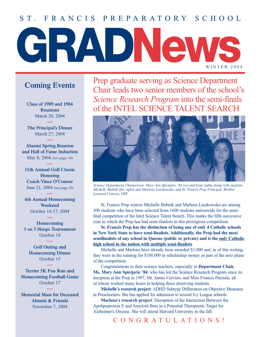 St. Francis Gradnews Winter 04