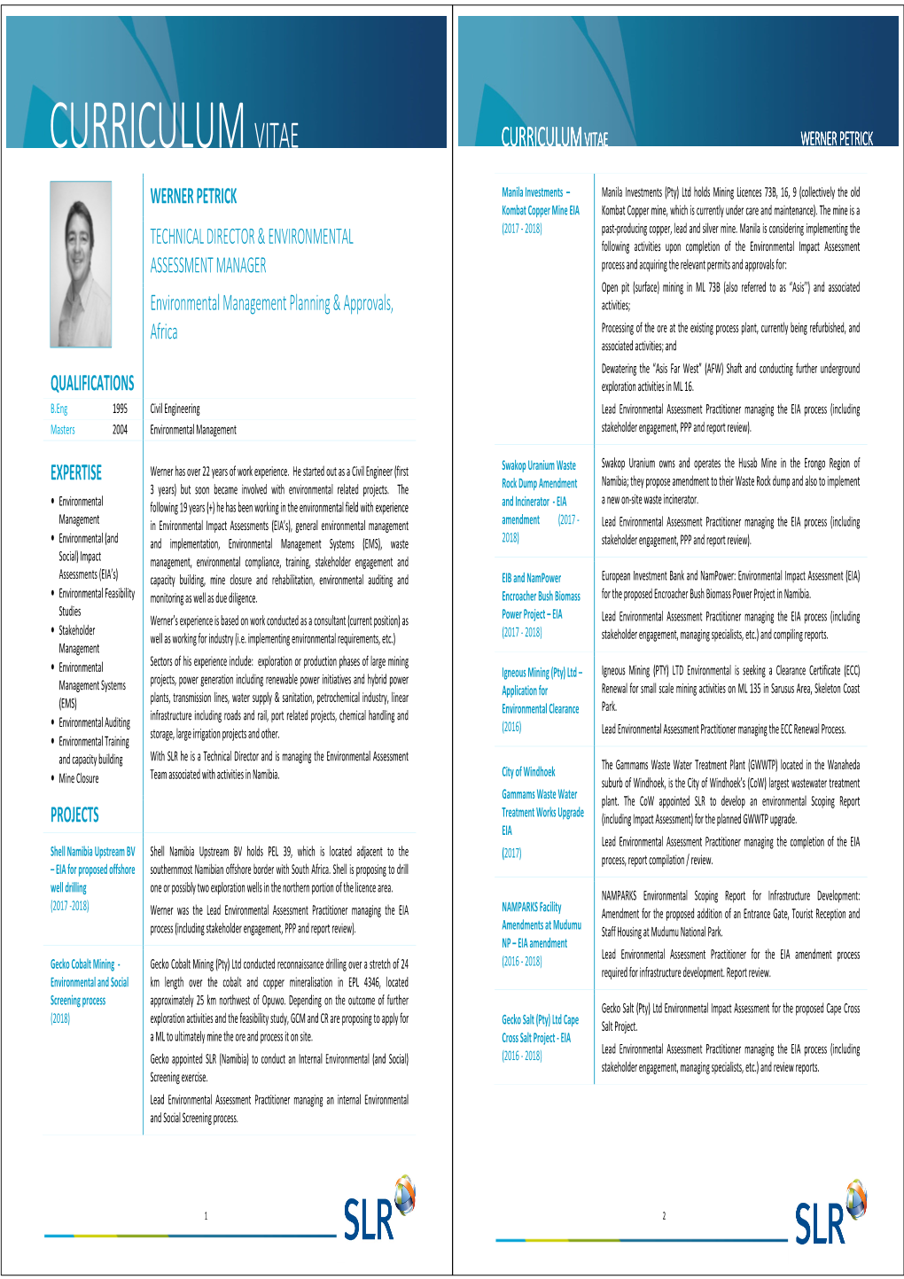 Curriculum Vitae Curriculum Vitae Werner Petrick