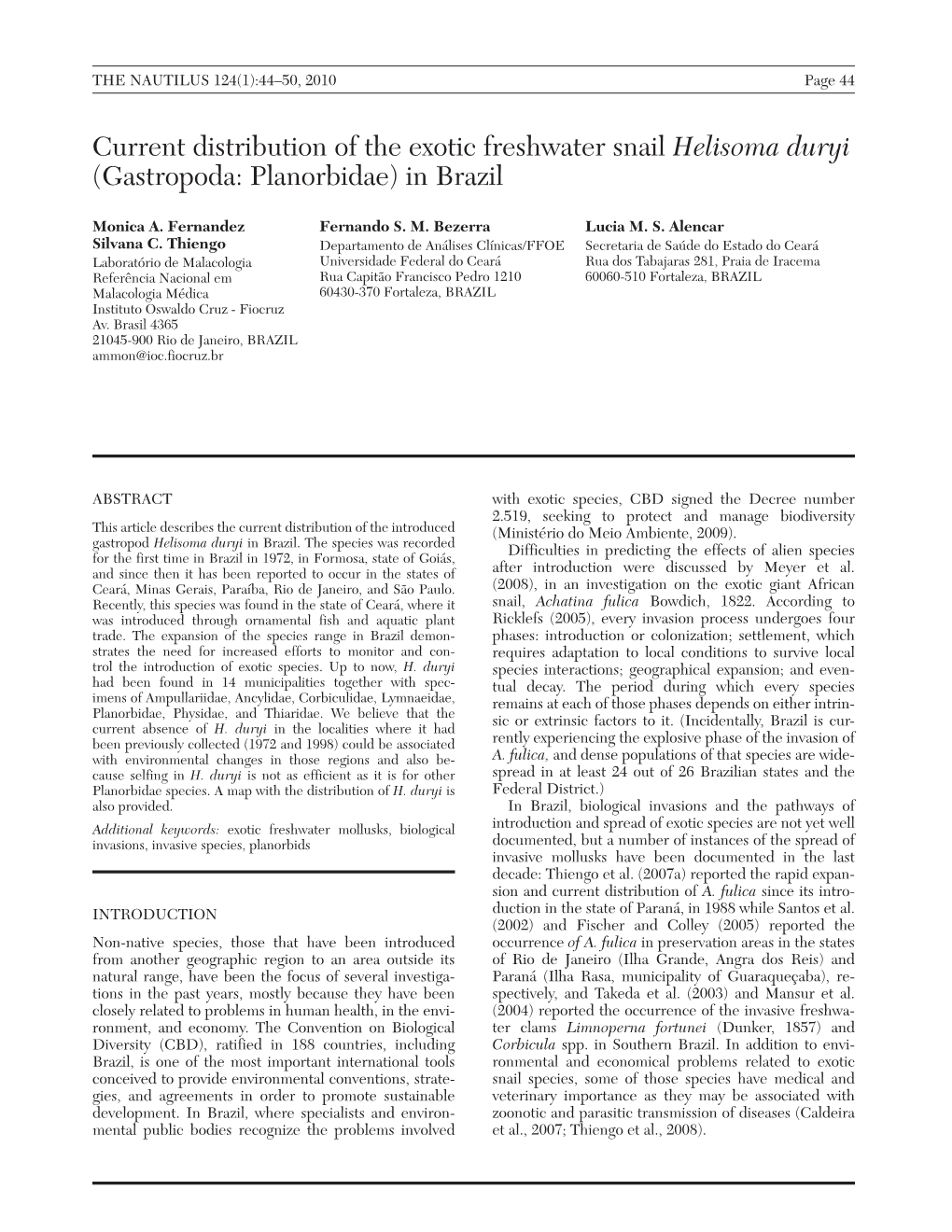 Gastropoda: Planorbidae) in Brazil