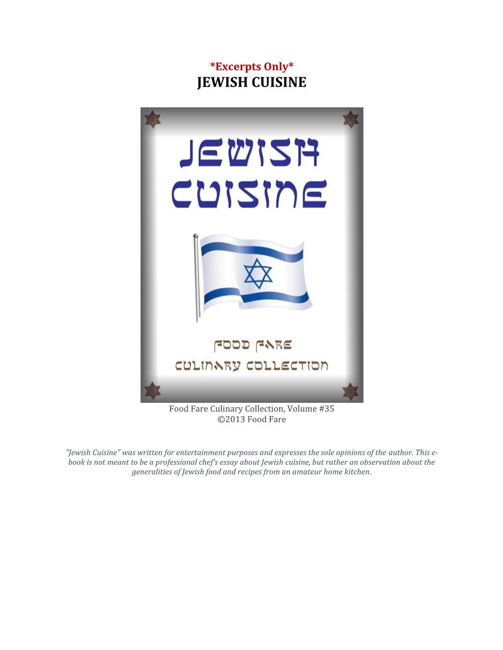 Excerpts Only* JEWISH CUISINE